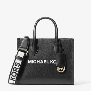 Michael Kors Mirella Black Leather Crossbody Shopper Bag NEW